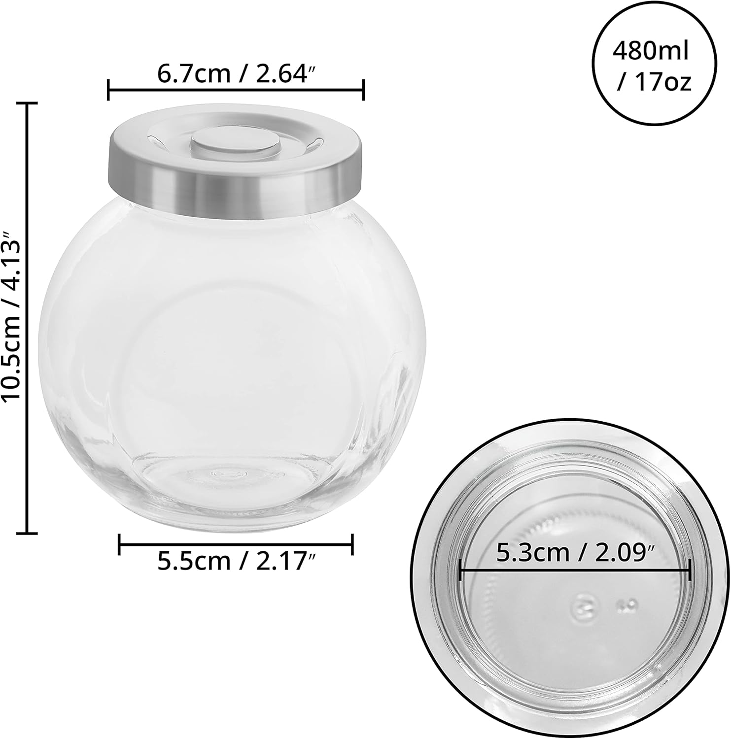 Tarros de Cristal con Tapa 480ml Tarros de Cristal con Tapa 480ml